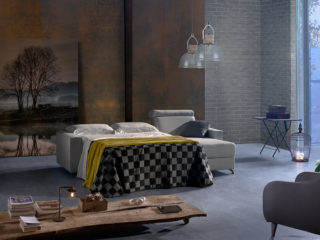 Divano modello Como (con penisola, letto aperto)