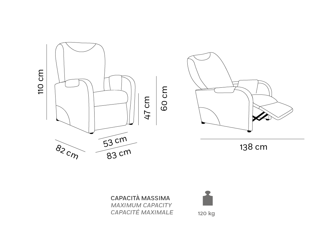 Lara - Poltrona Relax - Scheda Tecnica