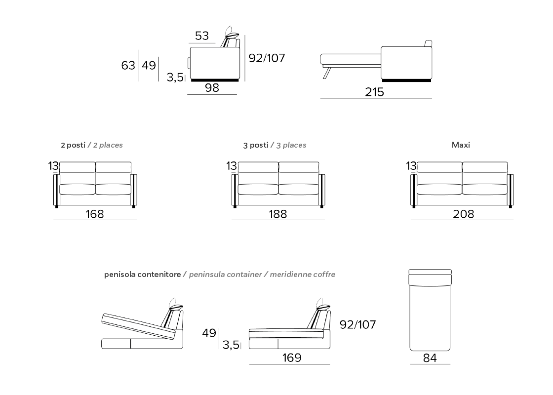 Divano Relax Jill, scheda tecnica