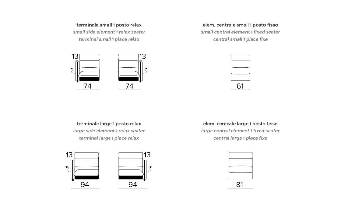 Divano Relax Jill, scheda tecnica